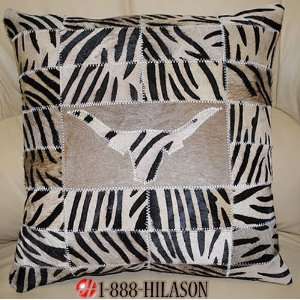  Decorative Cowhide Leather Hair On Patch Work Pillow 