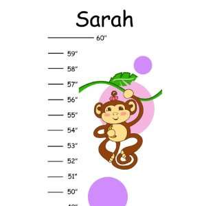   Girl Monkey Vines with Polka Dots Growth Chart 