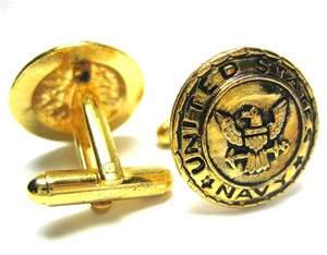 United States US Navy USN Gold Military Logo Cufflinks  