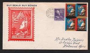 1943 Christmas Seals Tied On Cover   Special  