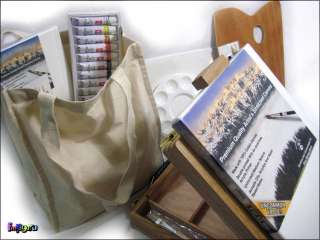 NEW ACRYLIC ART SUPPLIES AND ELM TABLE EASEL, BRUSH SETS, CANVASES 