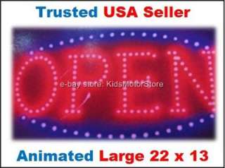 LARGE ANIMATED OPEN LED SIGN NEON Business Gas Station Restaurant 