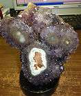 uruguayan amethyst crystal cluster cathedral geode ur wooden stand 