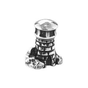Bacio Italian Silver Bead Silver Artisan Light Tower Charm. Compatible 