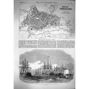   1870 Plan City Fortress Strasbourg Ships Hamburg Elbe