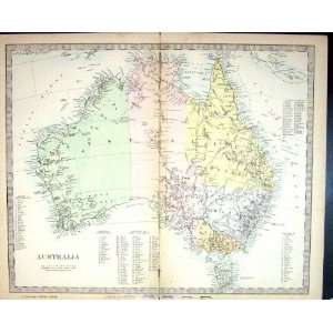   Map 1880 Australia Tasmania Sydney Parth Pacific Ocean