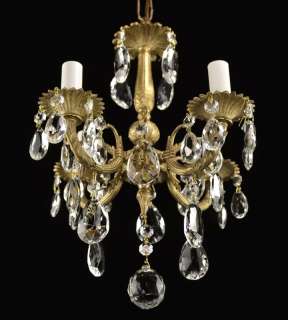 Antique Bronze Chandelier Vintage Brass Crystal Glass French Italian 
