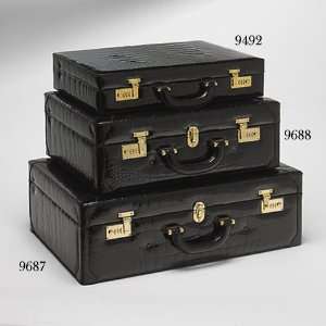   Crocodile Skin Italian Attache Briefcase & Luggage Set