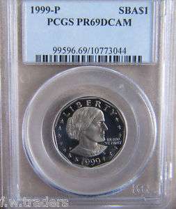 1999 P $1 Susan B Anthony Dollar Coin PCGS PR69DCAM  