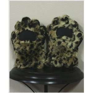   Youth Small Faux Fur Mittens   Leopard