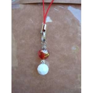  Wine Glass Charm or Cell Phone Charm Red and White 