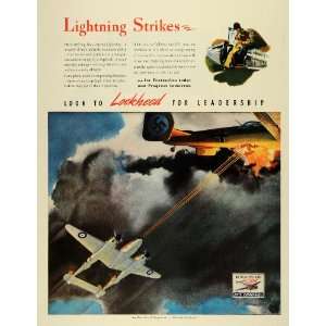 1942 Ad Lockheed Aircraft WWII Fighter Planes German American United 