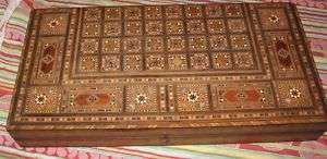 Antique Middle Eastern Inlaid Chess Backgammon Board  