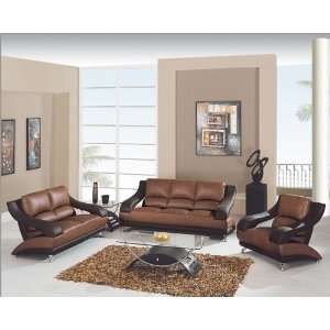Global Furniture Leather Brown Two Tone Living Room Set GF982  