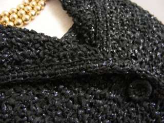   Metallic Black RIBBON Knit Long Maxi Party Dress Jacket Sweater Set M