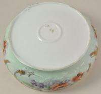 Victorian HP Limoges Poppy Floral Console Bowl & Plate  