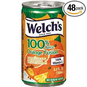 Welchs 100% Orange Fusion Juice, 5.5 Ounce Cans (Pack of 48)