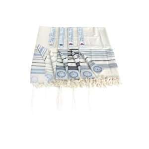  White Hermon Wool Tallit with Colored Stripes Everything 