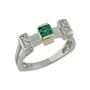  Daicy   size 4.50 14K Gold Emerald & Diamond Ring Jewelry