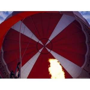 Canopy of a Hot Air Balloon Taking Off, with Gas Jet Flame, Australia 