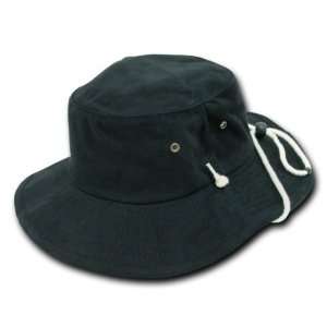  DECKY BLACK Aussie Hat with Drawstring Boonie Hat CAP 