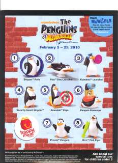 toys from 2010 Mcdonald THE PENGUINS OF MADAGASCAR  MIP  