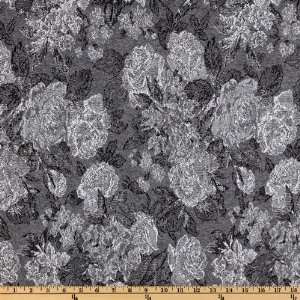  60 Wide Double Knit Roses Grey Fabric By The Yard Arts 