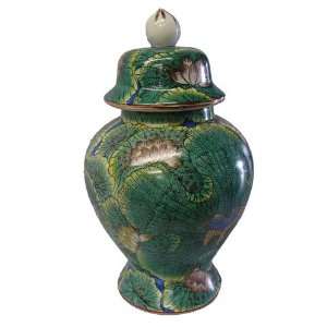 Eternal Lotus design temple jar   hand painted porcelain 