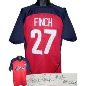 com Jennie Finch Autographed/Hand Signed Olympic Team USA Red Jersey 