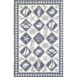   Rugs Colonial Blue/Ivory Nautical Panel Runner 2.00 x 8.00 Area Rug