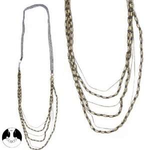 sg paris women necklace long necklace 5 rows 82 cm multi gold silver 