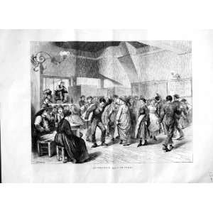  1870 SCENE AUVERGNATS BALL PARIS FRANCE DANCING PRINT 