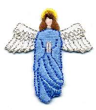 ANGEL IN BLUE EMBROIDERED IRON ON APPLIQUE  