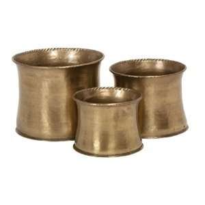  Set of Three Traditionally Styled Metal Planters Patio 