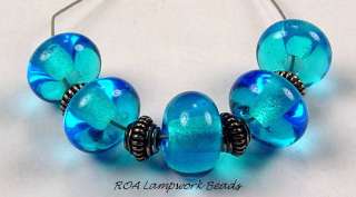 ROA Lampwork 5 Tsp Aqua Art Spacer Glass Beads SRA  