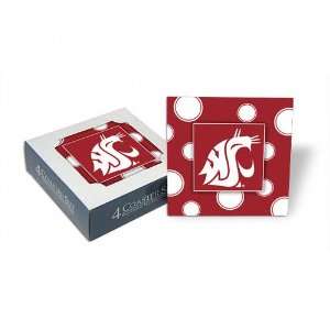  Washington State Cougars Set of 4 Polka Dot Coasters 