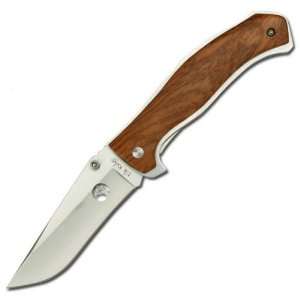 Master Cutlery Folder Knife Zebra Wood Handle 3.25inch Blade With Cut 