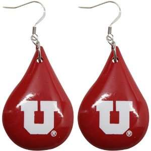  NCAA Dayna U Utah Utes Red Tear Drop Wooden Earrings 