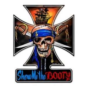  Pirate Iron Cross Metal Sign Booty Skull Ship