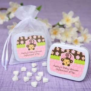 Monkey Girl   Personalized Mint Tin Baby Shower Favors 