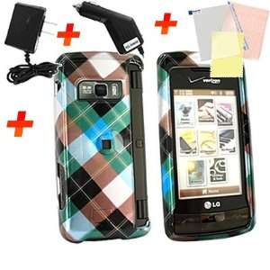  For LG EnV Touch Check Plaid Blue Accessory Bundle 