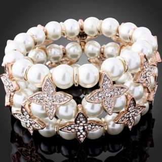 ARINA Swarovski Crystal Pearl Stretch Wedding Bracelet  