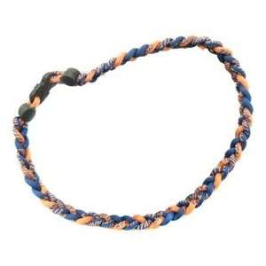  Titanium Ionic Braided Necklace   Navy Blue/Orange Sports 