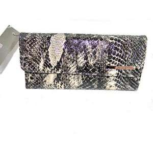   Clutch with Deatchable Kiss Coin Purse, Animal Snake Print Beauty
