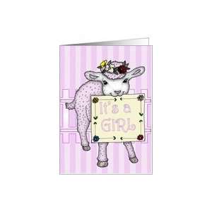  Its a baby girl, sheep holding a sign Card Health 