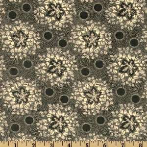  44 Wide Le Poulet Circle Leaves Black/Cream Fabric By 