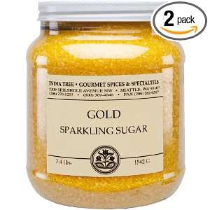 India Tree Star Gold Sparkling Sugar, 3.4 Pound Jars (Pack of 2 