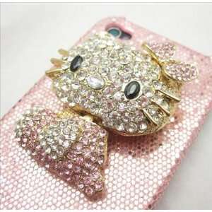  Bling 3d Pink Hello Kitty Case Cover for Iphone 4 
