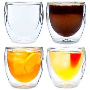 Moderna Artisan Series Double Wall 8 oz Beverage Glasses   Set of 4 