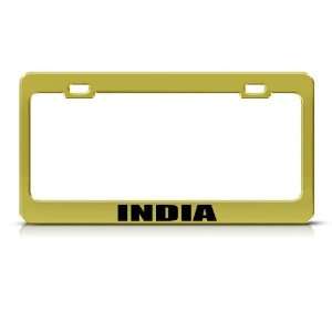 India Indian Flag Gold Country Metal license plate frame 